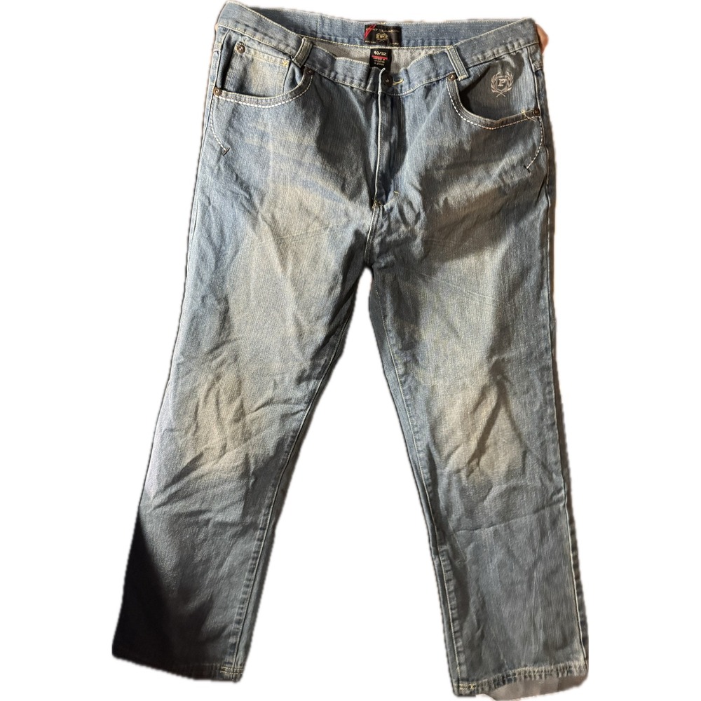 Phat Farm Classics Baggy Denim Mens 40x32 Light Wash Y2K Hip Hop‎ Embroidered
